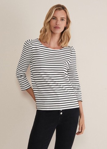 Phase Eight Orabella Striped T Shirts Black/White Canada | CHKFMX-056